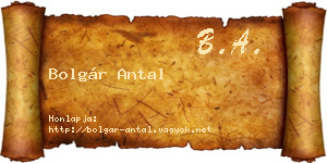 Bolgár Antal névjegykártya